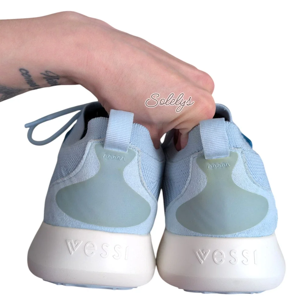 Vessi Everyday Move Womens 10 Sky Blue Waterproof Knit Dyma-Tex Lace Up Sneaker